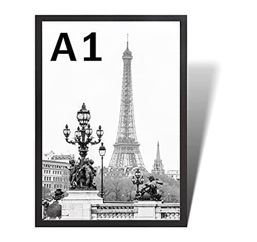 Image of Stunning Large A1 Photo Poster Certificate Frame (59.4 x 84.1 cm) with Backboard and Styrene Included for Portrait and Landscape Display Wall Hanging -Black