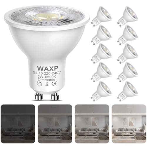 Image of GU10 LED Bulbs Cool White Dimmable 5W, 6500K, 365lm, No Flickering, Energy Saving Led Bulbs, Equivalent 40-50W GU10 Halogen Spotlight Bulbs, 10 Pack
