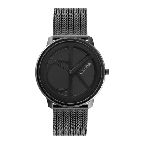 Image of Calvin Klein Analogue Quartz Watch for Men and Women Iconic MESH - 40MM Collection with Black Stainless Steel Mesh Bracelet - 25200028