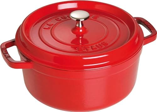 Image of STAUB Cast Iron Roaster/Cocotte, Round, Cherry Red, 24 cm, 3.8 L