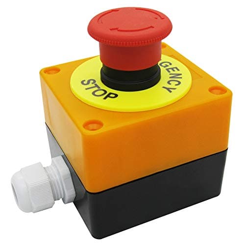 Image of mxuteuk 22mm Red Mushroom Switch Station Box 1NC 1NO Red Mushroom Emergency Stop Push Button Switch Estop AC 660V 10A Switch Station Box，1 Year Warranty HB2-ES545-BOX-Y
