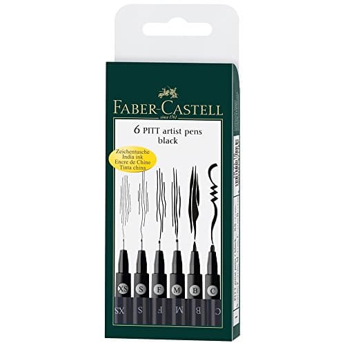 Image of Faber Castell : Pitt Artist Pen : India Ink : Black : Set of 6 (XS,S,F,M,B,C)