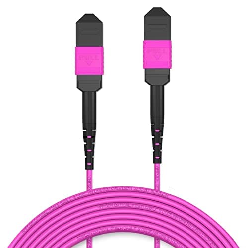 Image of AMPCOM MPO to MPO Trunk Cable 50/125μm Multimode OM4 (12 Fiber, MPO to MPO Female, Type B, LSZH/Riser, UPC, Magenta) 5m (16ft)