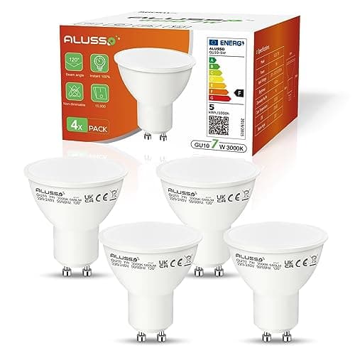 Image of ALUSSO GU10 LED Bulbs, 7W Replaces 70W Halogen Lamp, 560 Lumen 3000K Warm White Lamps, Beam Angle 120° Flicker-Free Spotlights, Non Dimmable Reflector Lamps, 10 Pack