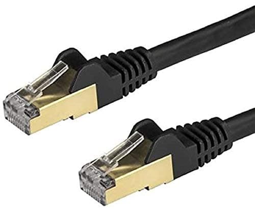Image of StarTech 1m CAT6a Ethernet Cable - 10 Gigabit Shielded Snagless RJ45 100W PoE Patch Cord - 10GbE STP Network Cable with Strain Relief - Black - UL, TIA (6ASPAT1MBK)