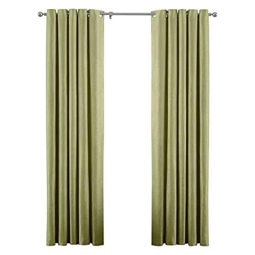 Image of Riva Paoletti Atlantic Ringtop Eyelet Curtains (Pair) - Green - Woven Twill Fabric - Ready Made - 100% Polyester - 229cm width x 137cm drop (90" x 54" inches) - Designed in the UK