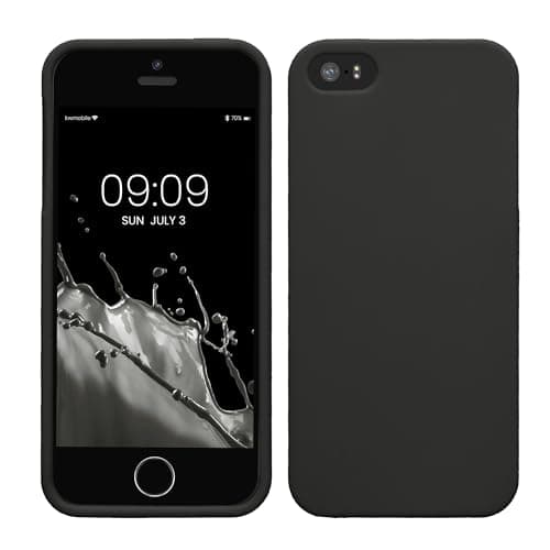 Image of kwmobile Case for Apple iPhone SE (1.Gen 2016) / iPhone 5 / iPhone 5S Case - Soft Cover - Shockproof TPU Material - Wireless Charging - Black Matte