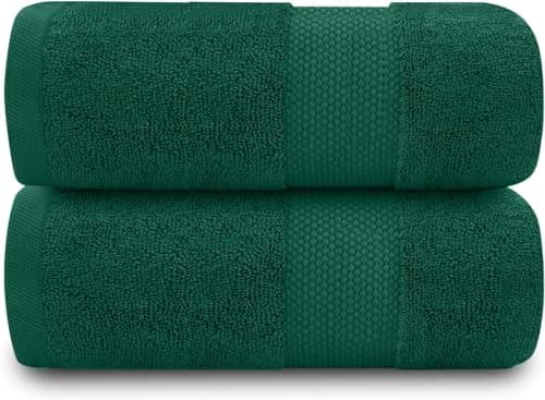 Image of GC GAVENO CAVAILIA Extra Large Bath Sheet 2 Piece - 700 gsm Hotel Quality Egyptian Cotton Extra Large Towels 100X 180 Cm - Extra Soft Bathroom Towel - Green