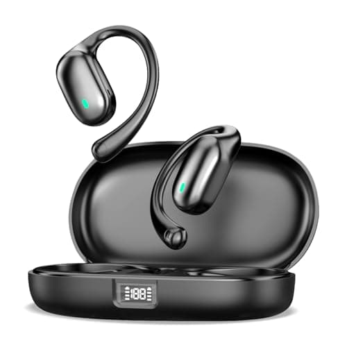Image of Open Ear Wireless Earbuds, Bluetooth 5.3 Headphones Sport, Air Conduction Stereo, ENC Noise Cancelling, IPX7 Waterproof, Lightweight Bluetooth Earbuds for Running/Gym/Travel, HD Sound, 40h Playtime