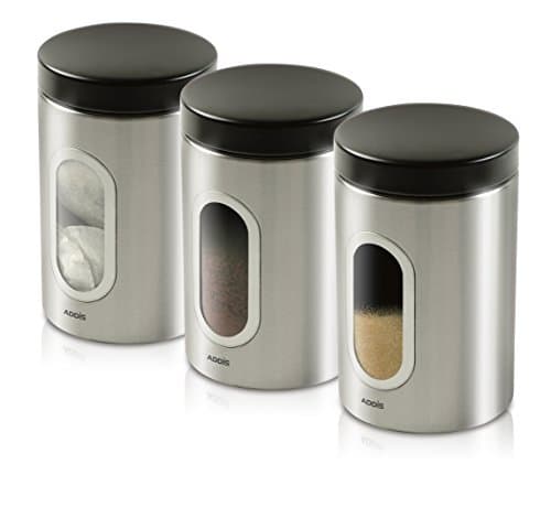 Image of Addis 508453 Deluxe 3 Pack Canisters-Stainless Steel, 1.4L
