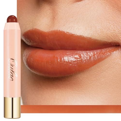 Image of Oulac Orange Lipstick - Moisturizing Lipstick Tinted Lip Balm for Dry Lips, Rust Red Lip Crayon & Blush - Lip Colour and Cheeks Makeup | 2.48g, Pumpkin Please! (07)