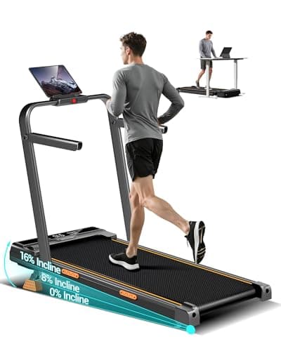 Image of Walking Pad with 16% Incline Folding Treadmill for Home Office 3.0HP Quiet Walking Treadmill with Handle 136KG Capacity 7 Layer Shock Absorption No Assembly Treadmill Foldable Compact