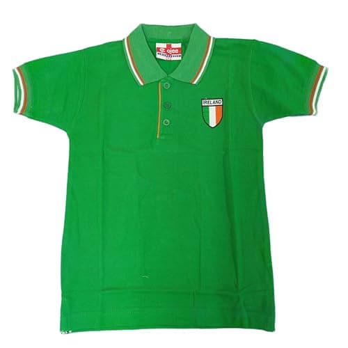 Image of New Model UK Football Ireland Unisex Kids Half Sleeve Polo T-Shirt | Embroidered Logo | (3Y to 13Y) (Age 3 Years to 4 Years) Green