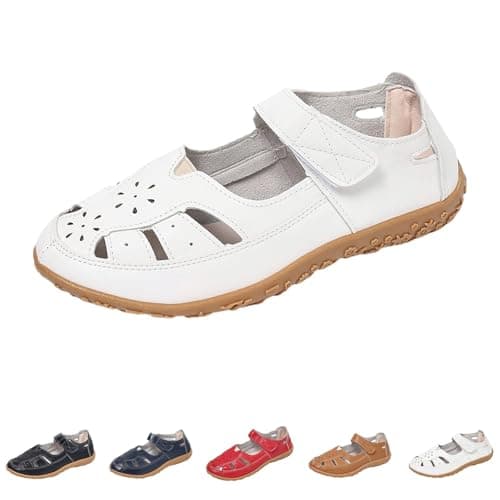 Image of Closed Toe Sandals for Women UK, Faux Leather Hollow Out Casual Sport Shoes Summer Outdoor Holiday Beach Walking Sandals