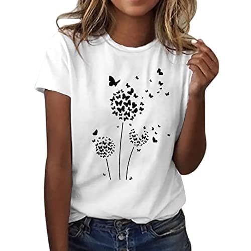Image of Tee Shirts for Women UK, Oversize T-Shirt Tops Letter Printed Short Sleeve Tops Casual Graphic Tee Crew Neck Vintage Chic Ladies Blouse Loose Fit S-XXL White Blouses for Women UK Tshirt