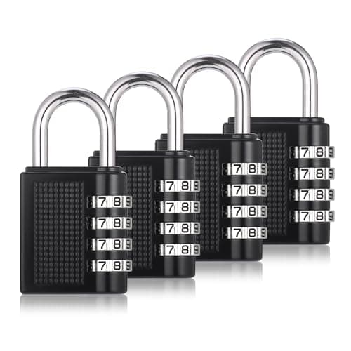 Image of 4 Pcs Combination Padlock, Heavy Duty Metal Padlock for Gym Locker, Padlocks with Code, Gym Padlock, Locker Padlocks, Waterproof Combination Lock for Locker Outdoor Gate Shed (Black)