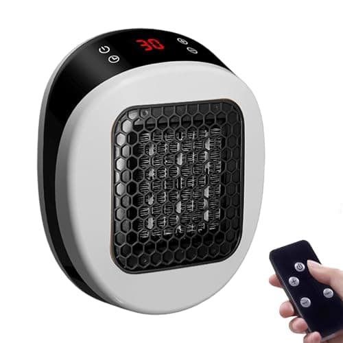 Image of Heater Plug In, Portable Space Heaters, Mini Electric Heaters with Remote Control, Rapid Ceramic Heating, Ptc Ceramic Heating Element, 12 Hour Timing for Bedroom, Office & Desk (White)