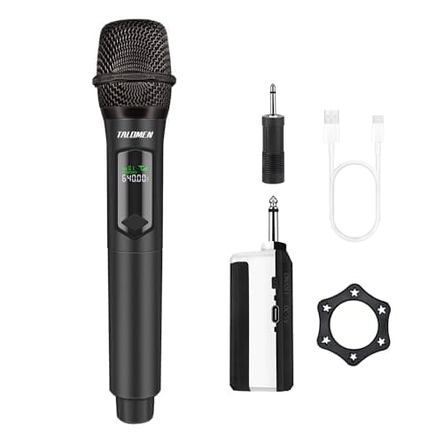 Image of talomen 2.4GHz Professional Wireless Microphone,Cordless Handheld Dynamic Microphones,Mic System for Singing with Rechargeable Receiver,160ft,for Singing Karaoke,wedding,DJ,party,speech,K60-1 black