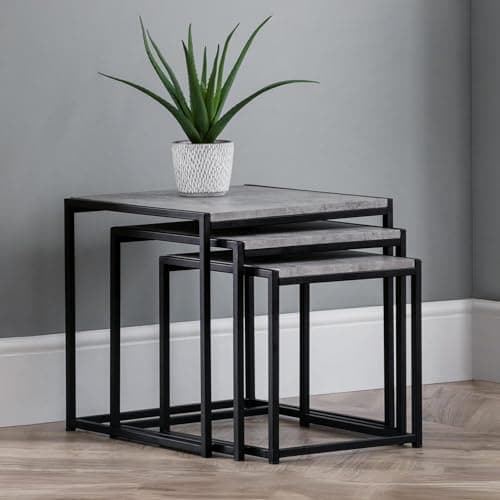 Image of Julian Bowen Staten Nest Of 3 Tables, Concrete Effect