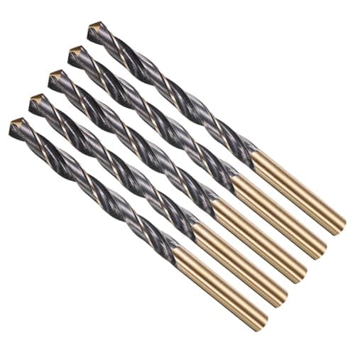 Image of METALLIXITY Drill Bit (7mm) 5Pcs, 4341 High-Speed Steel Straight Shank 118° Black and Gold Finish for Copper Aluminum Wood Plastic Medium Hard Metal