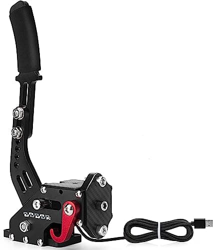 Image of aikeec 64Bit PC USB Handbrake, Upgrade SIM Racing Games Handbrake for LO GITECH G25 G27 G29 T500 T300 THRUST MASTER FANATECOSW DIRT RALLY, 2M Nylon Cable/Reinforced Spring/Black Without Clamp