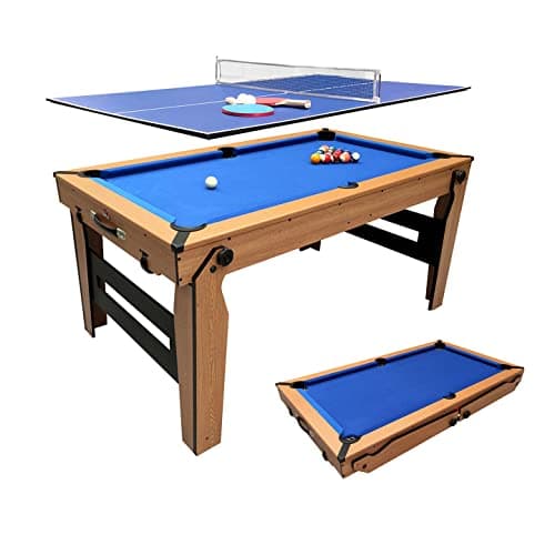 Image of BCE Razor 5ft Rolling Lay Flat Folding Pool Table - Low Profile Design - Fully Assembled - 4 Way Wheel System - With Reversible Table Tennis Top & Accessories - Easy Storage