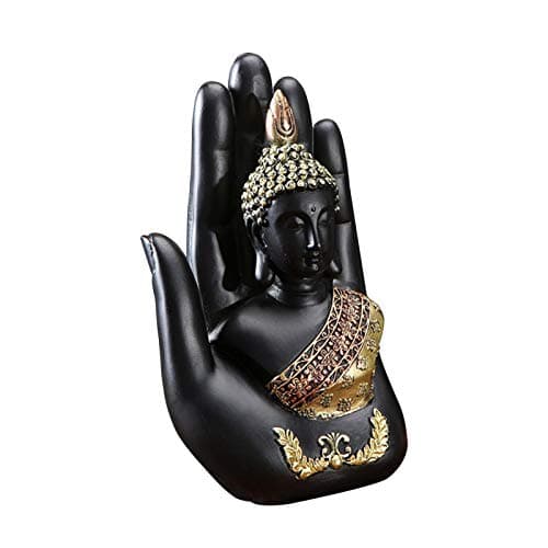 Image of NHBETYS Resin Palm buddha statue，buddha sitting in hand statue,Meditating Thai Buddha,Home Decoration Buddha Statue，Suitable for hallway, bedroom, living room and other places