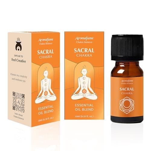 Image of Sacral Chakra Essential Oil Diffuser Blend by Aromafume | 3x10ml/0.33 fl oz | Swadisthana | Aromatherapy Oils for Chakra Balance | Orange, Patchouli Extracts|Chakra Incense for Meditation, Yoga, Reiki
