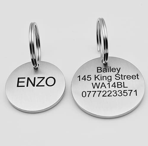 Image of Engraved Stainless Steel Dog Tag - Scratch Resistant, Brushed Finish - 2mm Thick, Available in 25mm and 30mm Sizes