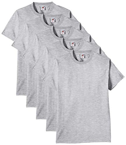 Image of Fruit of the Loom Men's Heavy T Shirt, Heather Grey, L UK