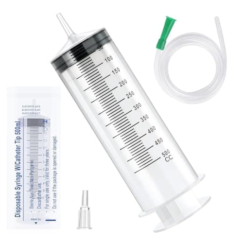 Image of Large Syringe 500ml,Oil Suction Syringe with Soft Tubes, Large Capacity PP Material, for Industry Lab Syringes Garden Pet Feeding Plant Watering