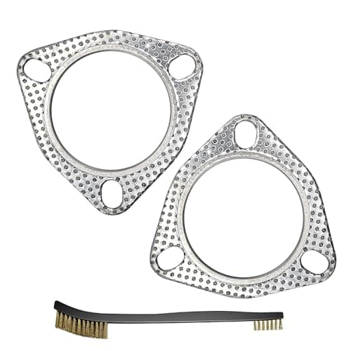 Image of Strongthium 2-Piece 2.5 Inch 3-Bolt Exhaust Gasket 63.5mm High-Temp Muffler Flange Gasket with Fire Ring Multi-Layer Steel Graphite Replacement