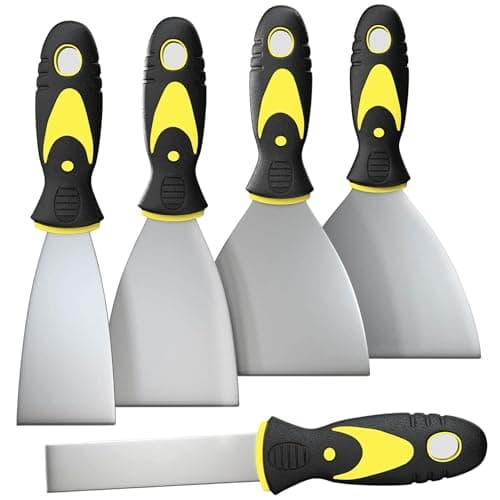 Image of 5 Pcs Paint Wallpaper Scrapers Set – 1"/2"/3"/4"/5" Stainless Steel Putty Knives Plastering Tools – Filling Knives for Drywall, Jointing, Paint Prep & Wall Repair