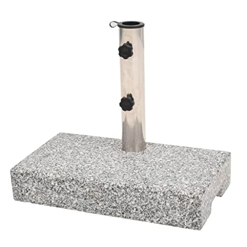Image of vidaXL Granite Parasol Base 25 kg - Grey Umbrella Stand Holder for Outdoor/Garden, Stainless Steel Tube, Includes Adapters for 38/48 mm Poles
