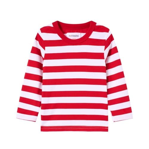 Image of Mud Kingdom Little Kids Long Sleeve Striped T-Shirt Classic Design for Everyday Wear Classic Red Stripe 6 Years
