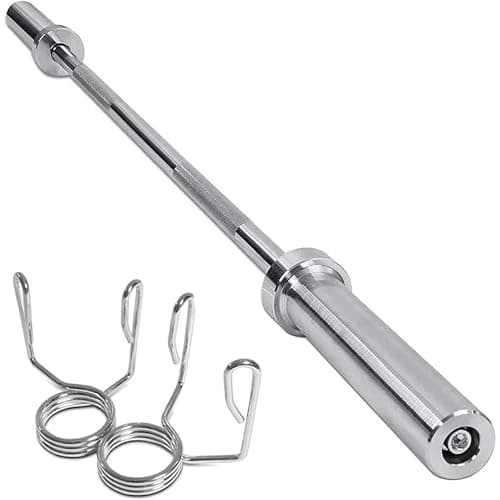 Image of MAXSTRENGTH 7FT Olympic Barbell Bar 2" with Spring Lock Collars | Heavy Duty Chrome Weight Lifting Bar for Strength Training & Home Gym