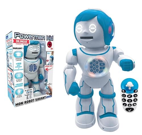 Image of Lexibook Powerman Kid - Bilingual French/English Learning Robot with Remote Control - Programmable Dance Play Music Tales 450+ Quiz Records 4+ - ROB90FR