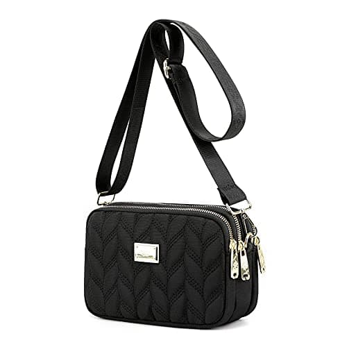 Image of YANAIER Women Crossbody Phone Bag Quilted Small Cellphone Purse Wallet Water Repellent Mini Shoulder Bag Handbag for Ladies Girls Black