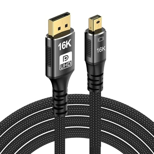 Image of Mini DisplayPort to DisplayPort 2.1 Cable, DP 16K ,Bi-Directional Transmission Display Port to Mini DP ,16K@60Hz,8K@120Hz, 4K@240Hz G-Sync FreeSync Thunderbolt 2 for MacBook (Mini DP to DP2.1 16K-2M)