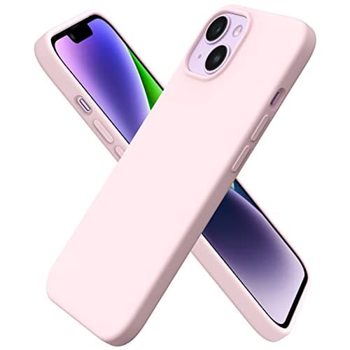 Image of ORNARTO Compatible with iPhone 14 Case 6.1", Slim Liquid Silicone 3 Layers Full Covered Soft Gel Rubber Case Cover 6.1 inch-Chalk Pink