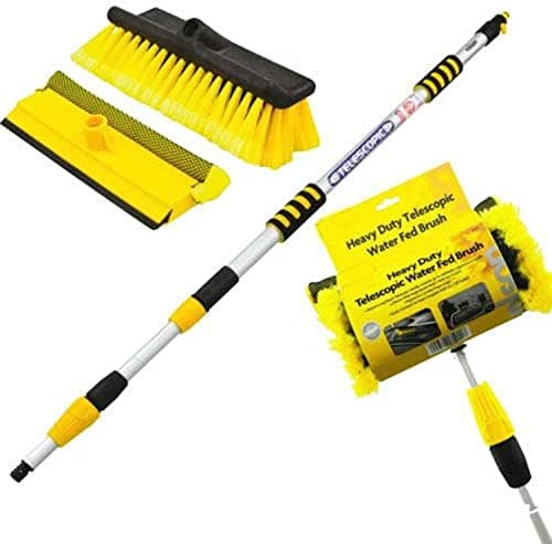 Image of OptiProducts NEW 3M 9FT ALUMINIUM TELESCOPIC WATER FED WINDOW CAR VAN WASH BRUSH KIT EXTENDABLE