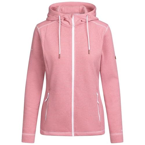 Image of Trespass Womens Fleece Jacket Rootless - Striped Marl Fleece, Brushed Back, Grown on Hood, Full Front Contrast Zip, Inner Facing, 2 Contrast Zip Pockets, Contrast Hood Adjusters