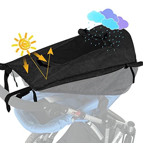 Image of WD&CD Pram Sunshade Sun Cover with Viewing Window for Strollers Pushchairs UV Protection Water Resistant Easy to Install (Black)