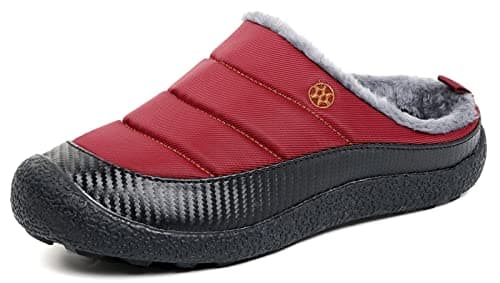 Image of Gaatpot Unisex Adult Winter Slippers Fuzzy Lined House Slippers Slip On Shoes for Indoor Outdoor,Wine Red,6.5 UK