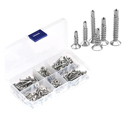 Image of 120 PCS Stainless Steel Self Drilling Screws,Self Tapping Screws for Metal (120 PCS, Flat Head M3.5 & Flat Head M4.2)