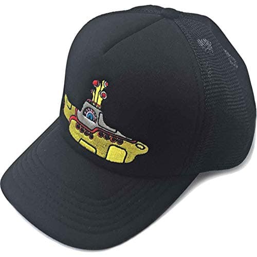 Image of The Beatles Baseball Cap Yellow Submarine Logo Official Black Mesh Trucker One Size