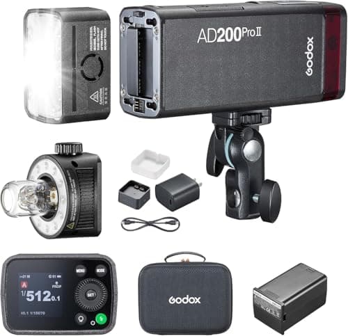 Image of Godox AD200 Pro II AD200Pro II, 200Ws TTL Pocket Flash - Enhanced Heat Dissipation, 0.01-1.8s Recycling, 500 Fulll Power Flashes,1/1 to 1/512 Wider,Bi-Color Modeling Light, (AD200Pro Upgraded)
