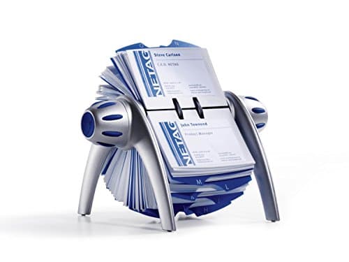 Image of Durable 241723 Visifix Flip Rotary File with 200 Pockets for 400 Business Cards - Silver