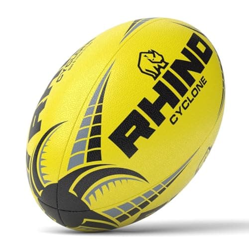 Image of Rhino Cyclone Rugby Ball, Fluo Yellow, Size 5