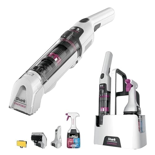 Image of Shark StainForce Cordless Spot Cleaner Lightweight & Portable Spot, Stain, & Odour Eliminator for Carpets, Upholstery, Cars, with Storage Caddy, Accessories and 500ml Cleaning Solution, HX100UKT